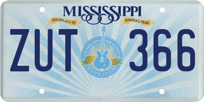 MS license plate ZUT366