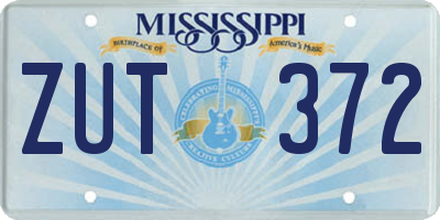 MS license plate ZUT372