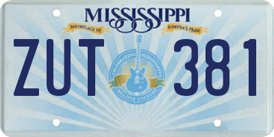 MS license plate ZUT381