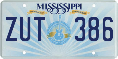 MS license plate ZUT386