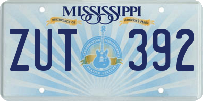 MS license plate ZUT392