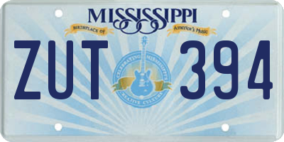 MS license plate ZUT394