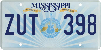 MS license plate ZUT398