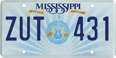 MS license plate ZUT431