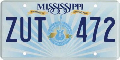 MS license plate ZUT472