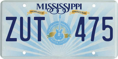 MS license plate ZUT475