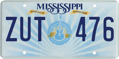 MS license plate ZUT476