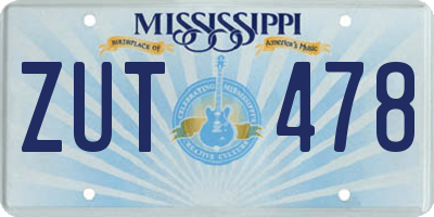 MS license plate ZUT478