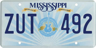 MS license plate ZUT492