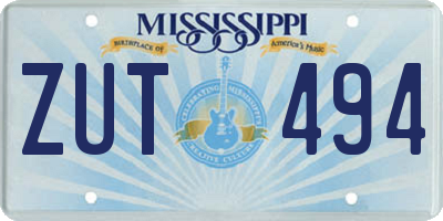 MS license plate ZUT494