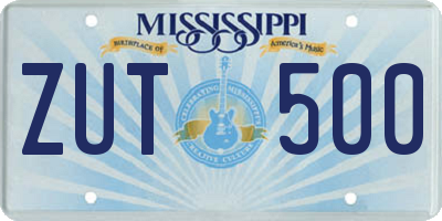 MS license plate ZUT500