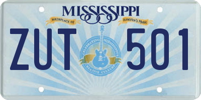 MS license plate ZUT501