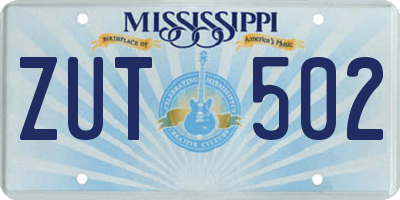 MS license plate ZUT502