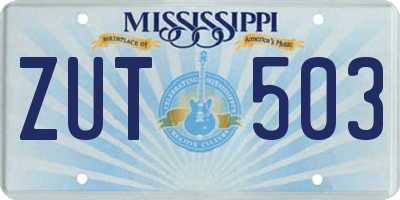 MS license plate ZUT503