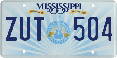 MS license plate ZUT504