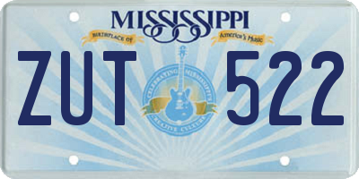 MS license plate ZUT522