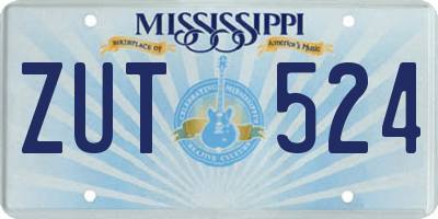 MS license plate ZUT524