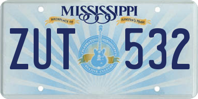 MS license plate ZUT532