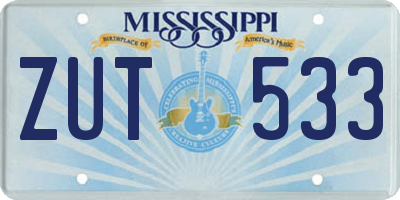 MS license plate ZUT533