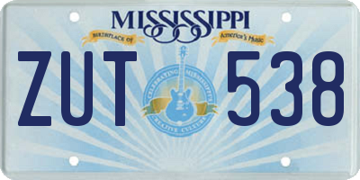 MS license plate ZUT538