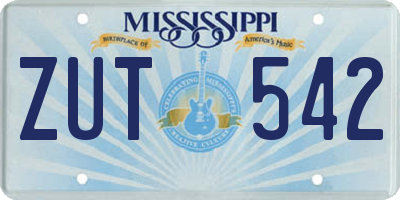 MS license plate ZUT542