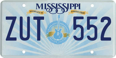 MS license plate ZUT552