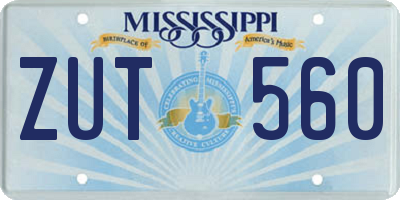 MS license plate ZUT560