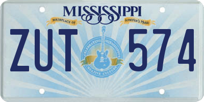 MS license plate ZUT574