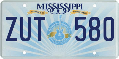 MS license plate ZUT580