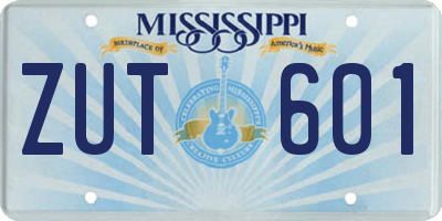 MS license plate ZUT601