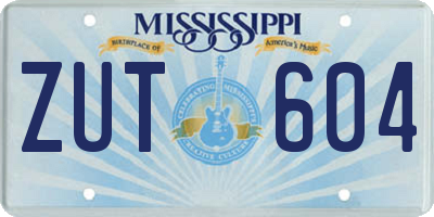 MS license plate ZUT604