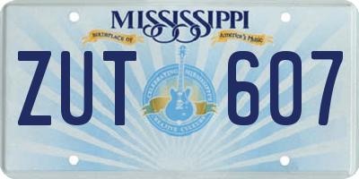 MS license plate ZUT607