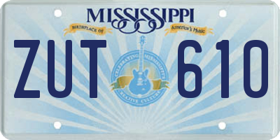 MS license plate ZUT610