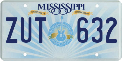 MS license plate ZUT632