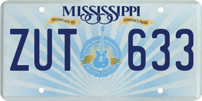 MS license plate ZUT633