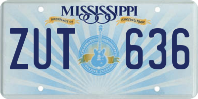 MS license plate ZUT636