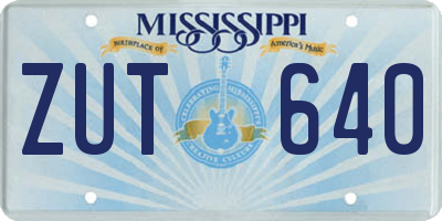 MS license plate ZUT640