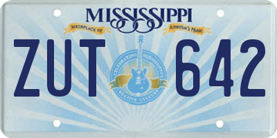 MS license plate ZUT642
