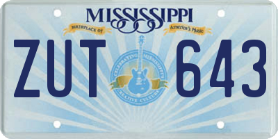 MS license plate ZUT643
