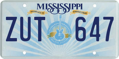 MS license plate ZUT647