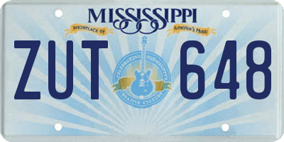 MS license plate ZUT648