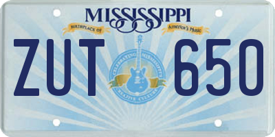 MS license plate ZUT650