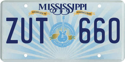 MS license plate ZUT660