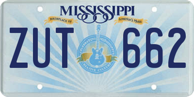 MS license plate ZUT662