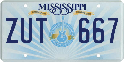 MS license plate ZUT667