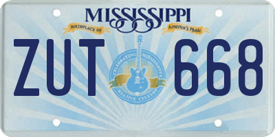 MS license plate ZUT668