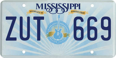 MS license plate ZUT669