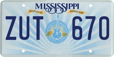 MS license plate ZUT670