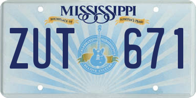 MS license plate ZUT671