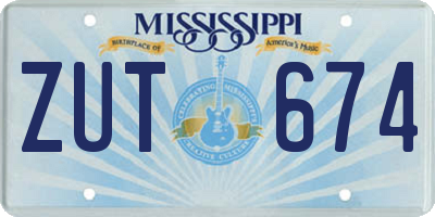 MS license plate ZUT674